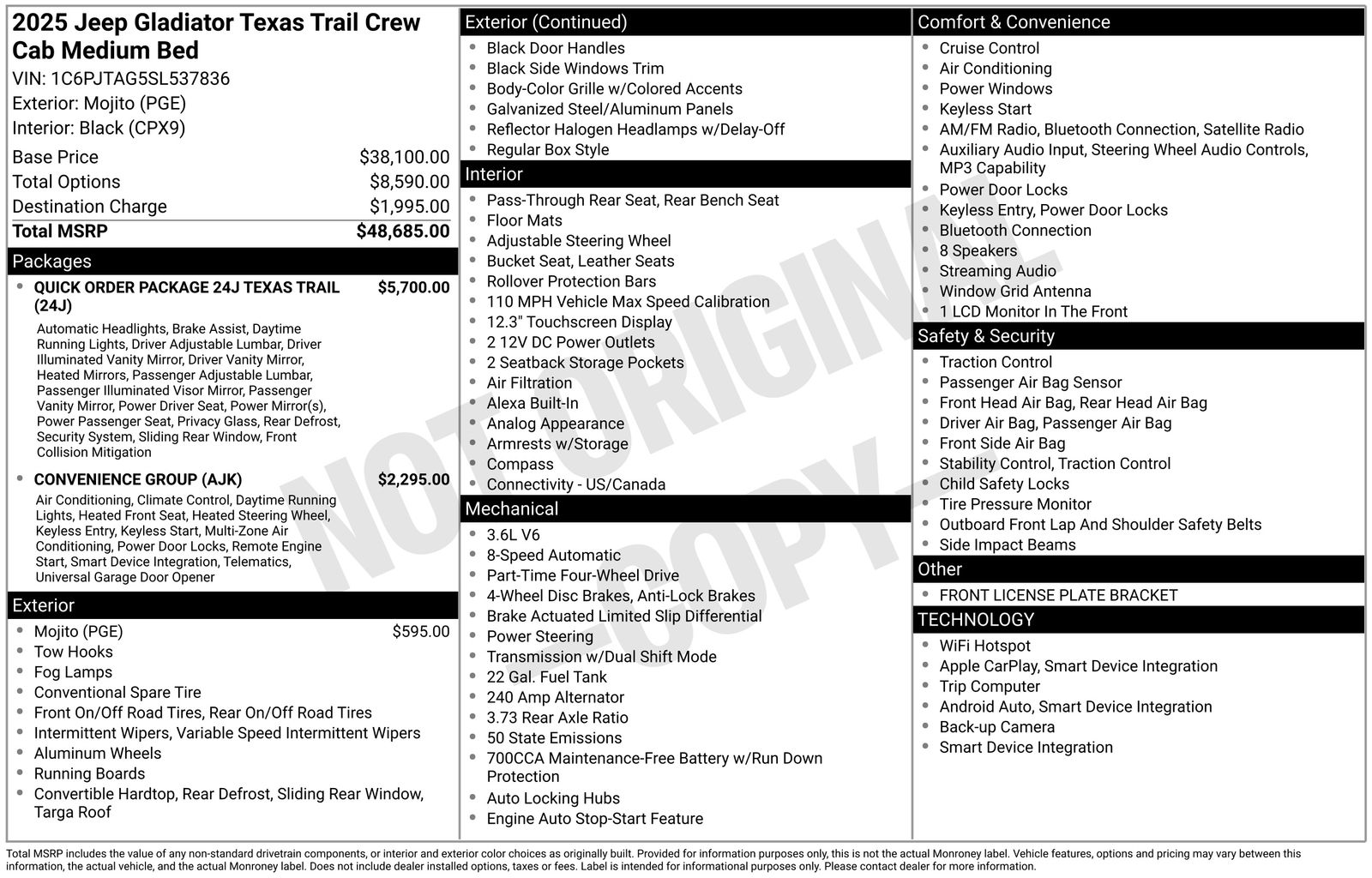 Used Car 2025 Jeep Gladiator  Texas Trail For Sale Under $50,000 In Austin, Texas