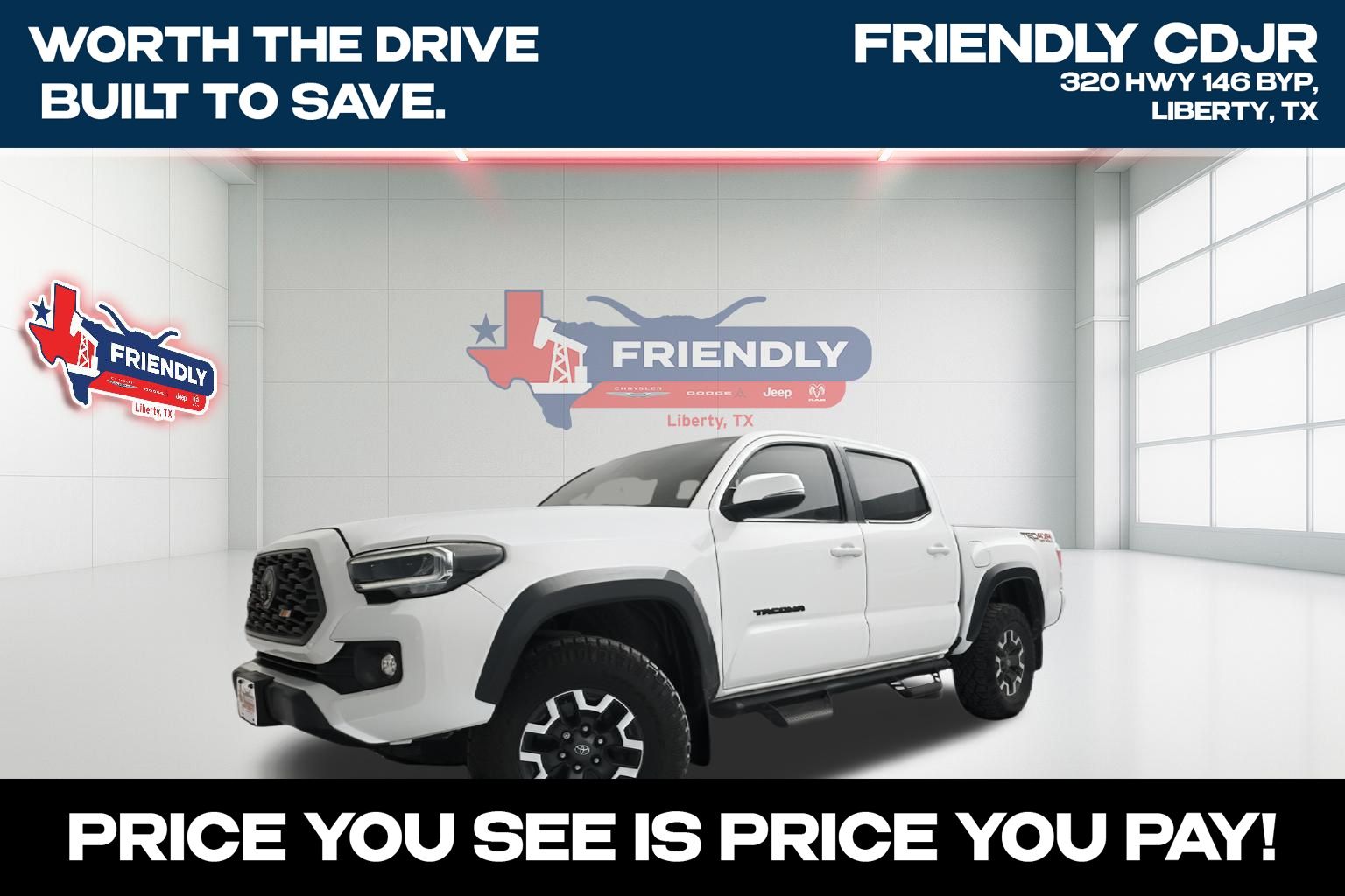 Super White 2021 Toyota Tacoma Pickup Truck Four-Wheel Drive 6-Speed Automatic