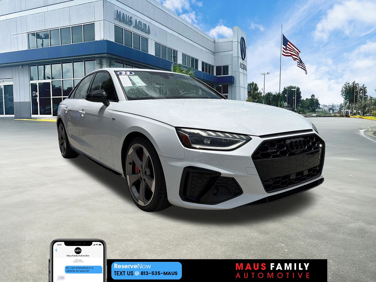 Glacier White 2023 Audi A4 Sedan All-Wheel Drive 7-Speed Automatic