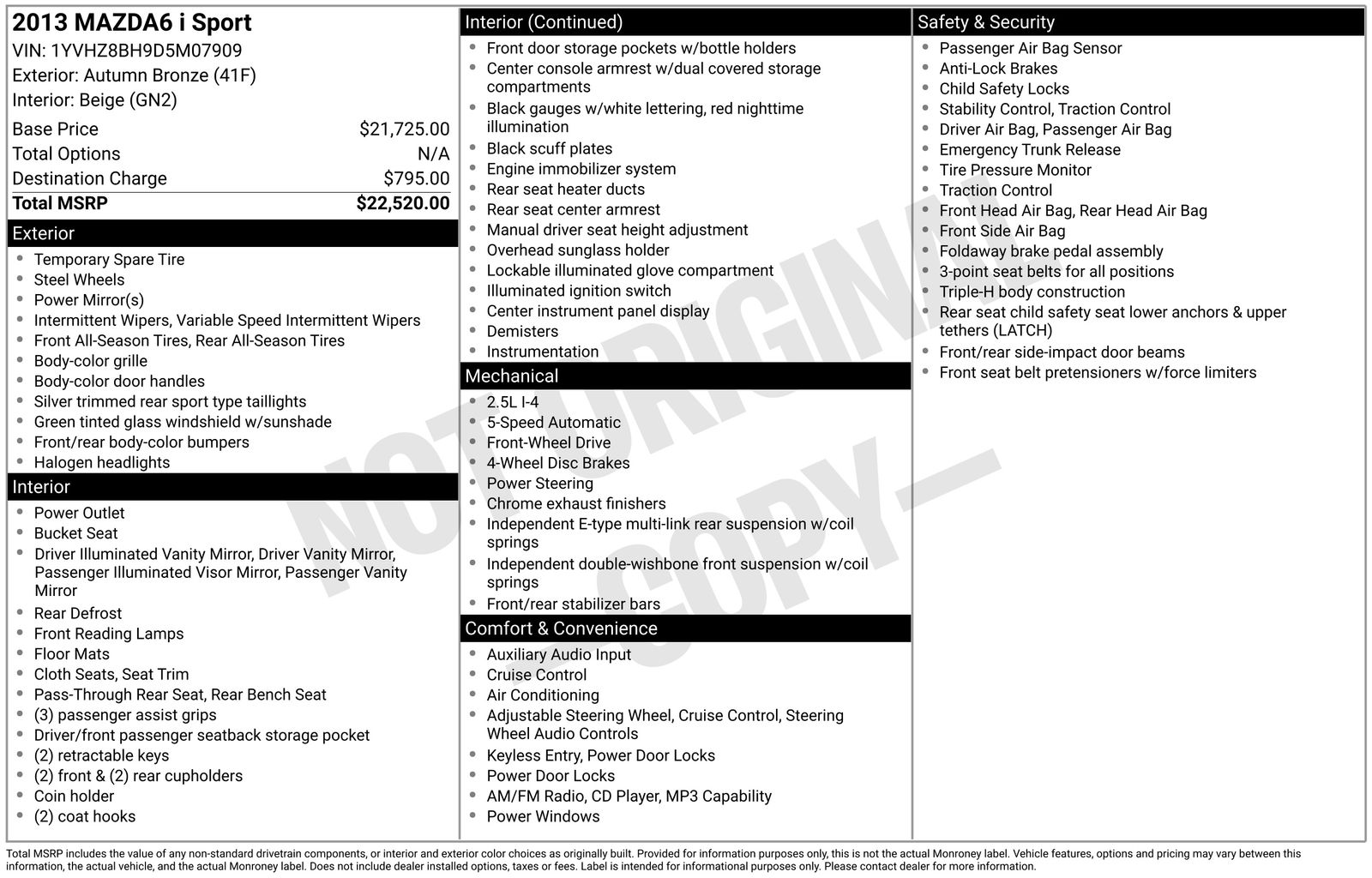 Used Car 2013 Mazda Mazda6  I Sport For Sale Under $10,000 In Austin, Texas