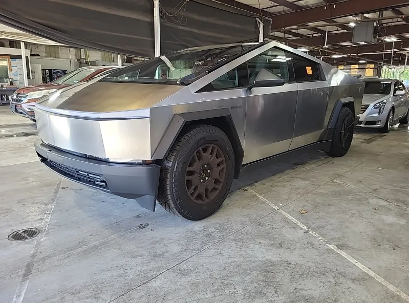 Silver 2024 Tesla Cybertruck Crew Cab AWD Pickup Truck All-Wheel Drive 1-Speed Automatic