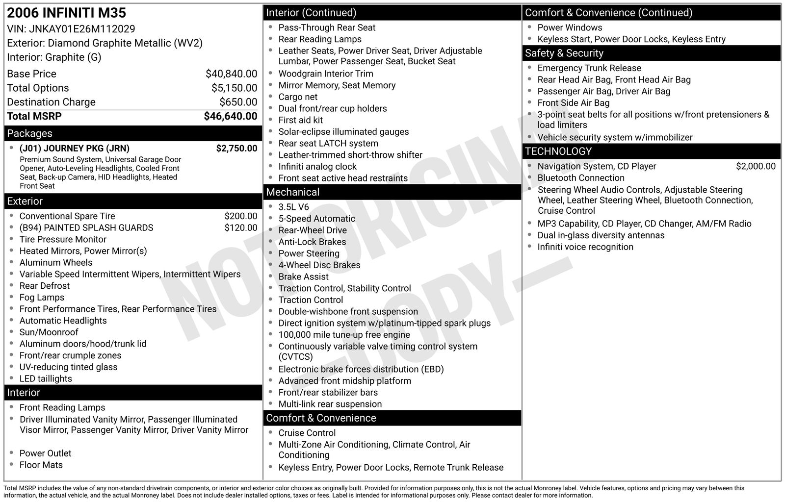 Gray (Diamond Graphite Metallic) 2006 INFINITI M35 Sedan Rear-Wheel Drive 5-Speed Automatic