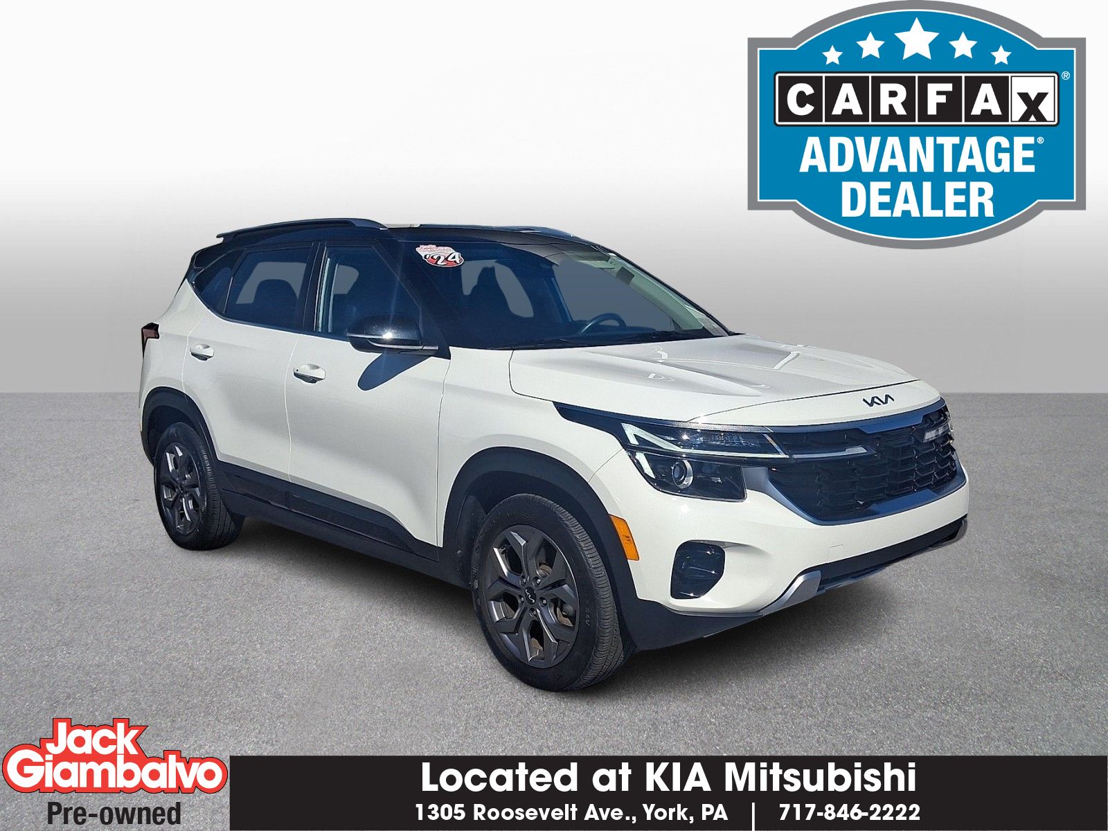 Clear White/Black Roof 2024 Kia Seltos SUV / Crossover All-Wheel Drive Continuously Variable Transmission