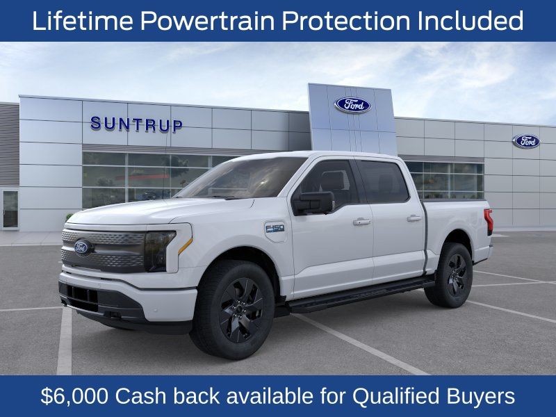 Oxford White 2025 Ford F-150 Lightning Flash SuperCrew AWD Pickup Truck All-Wheel Drive Automatic