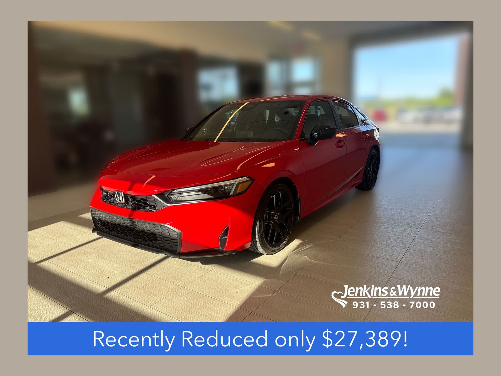 Rallye Red 2025 Honda Civic Sedan Front-Wheel Drive Continuously Variable Transmission