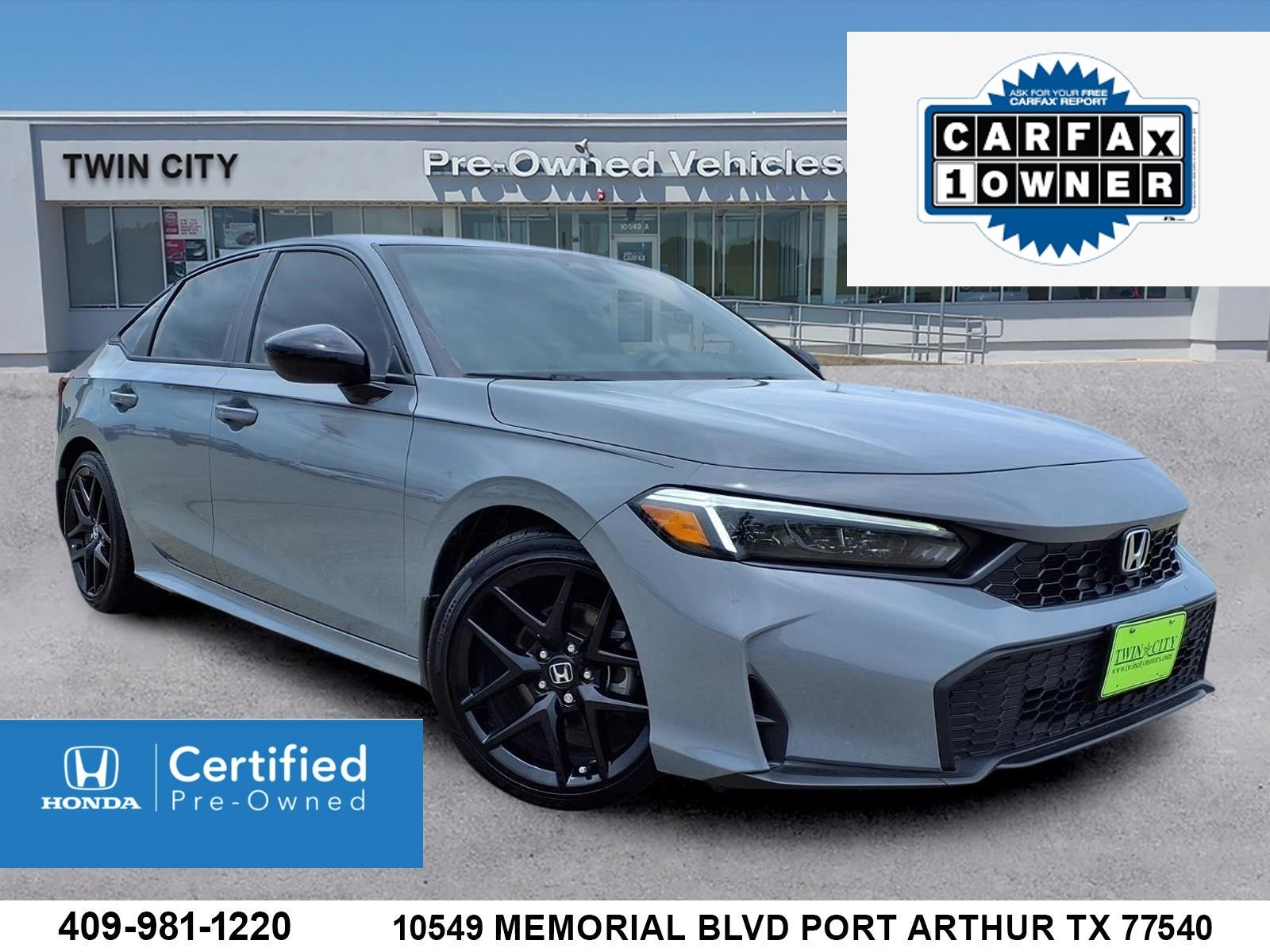 Gray 2026 Honda Civic Sport FWD Sedan Front-Wheel Drive Continuously Variable Transmission