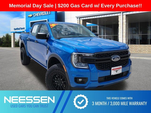 Blue Metallic 2025 Ford Ranger XL SuperCrew 4WD Pickup Truck Four-Wheel Drive Automatic