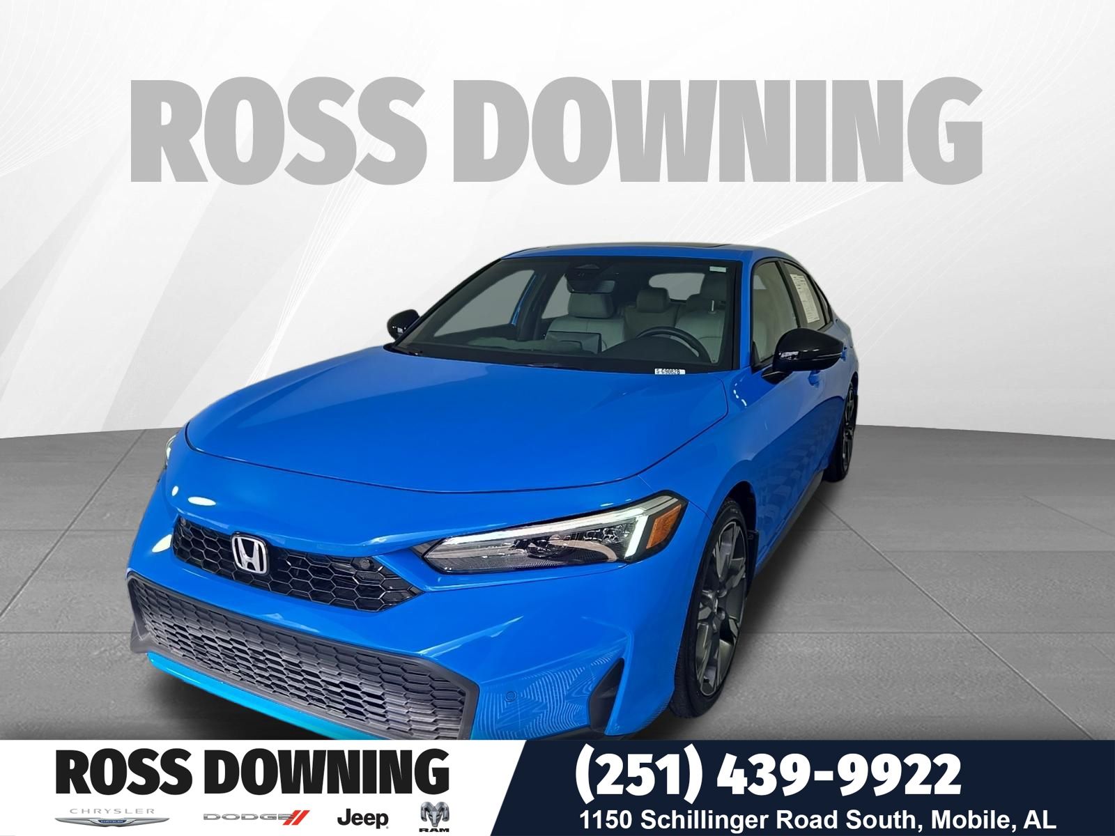 Blue 2025 Honda Civic Hybrid Hatchback Front-Wheel Drive Continuously Variable Transmission