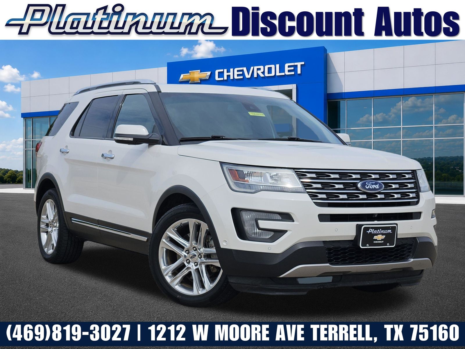 White Platinum Clearcoat Metallic 2016 Ford Explorer SUV / Crossover Front-Wheel Drive 6-Speed Automatic