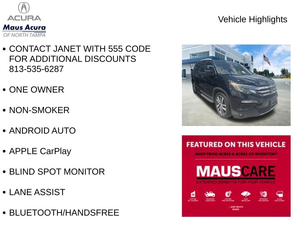 Used 2016 Honda Pilot Touring 4D Sport Utility