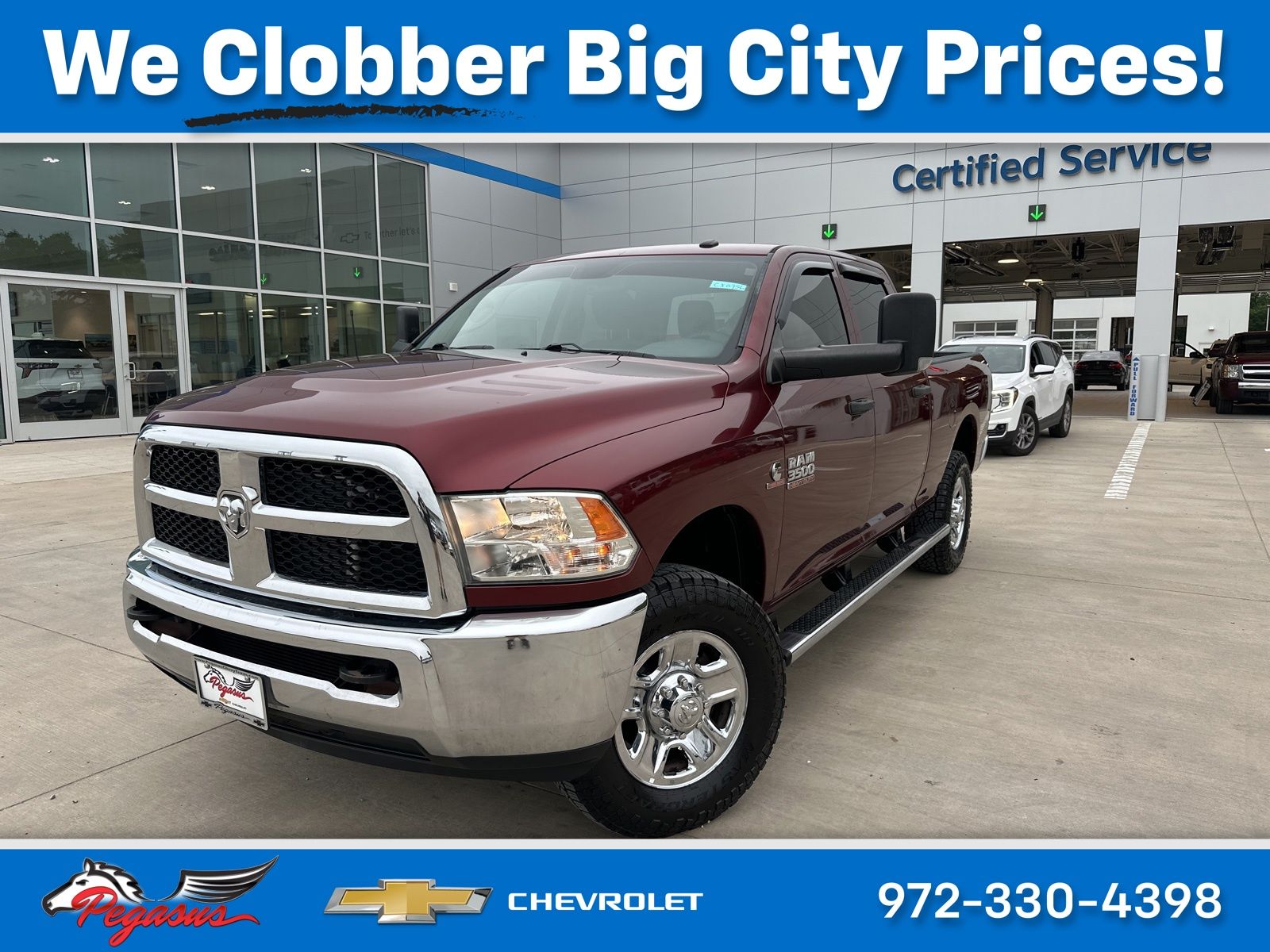 Delmonico Red Pearlcoat 2017 RAM 3500 Tradesman Crew Cab 4WD Pickup Truck Four-Wheel Drive 6-Speed Automatic