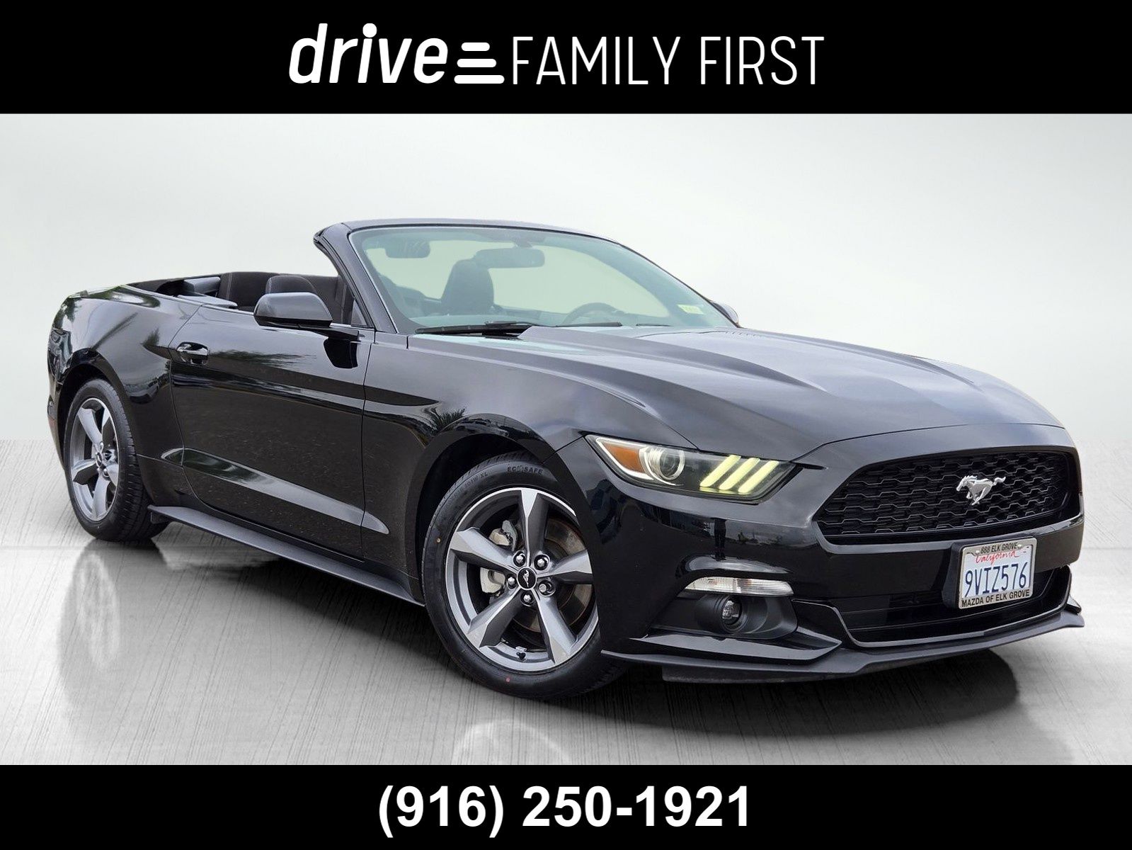 Black 2015 Ford Mustang Convertible Rear-Wheel Drive 6-Speed Automatic