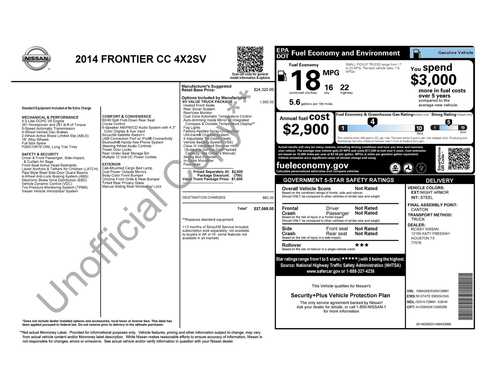 Used Car 2014 Nissan Frontier  Sv For Sale Under $15,000 In Austin, Texas