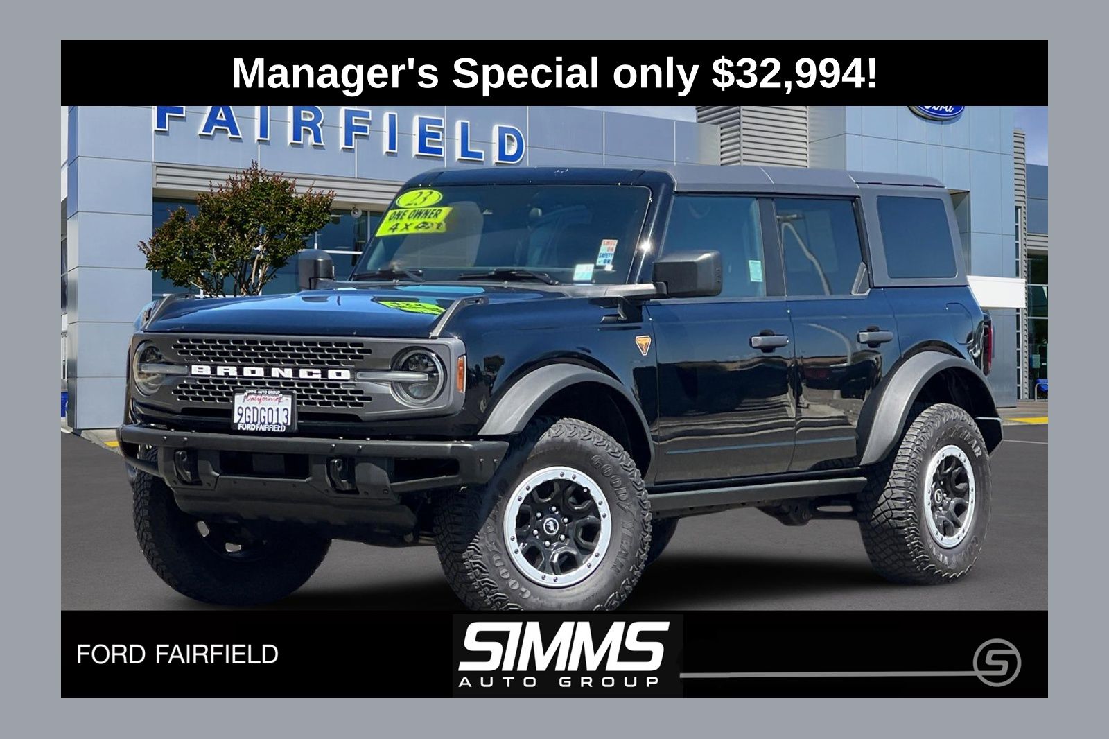 Shadow Black 2023 Ford Bronco SUV / Crossover Four-Wheel Drive Automatic