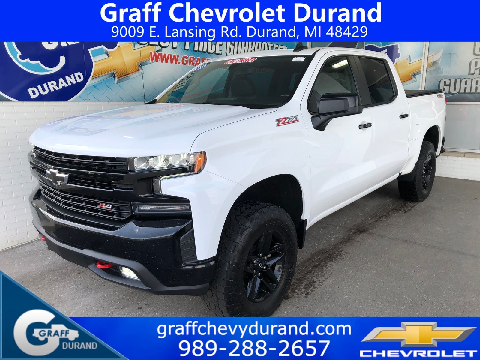 Summit White 2021 Chevrolet Silverado 1500 LT Trail Boss Crew Cab 4WD Pickup Truck Four-Wheel Drive Automatic
