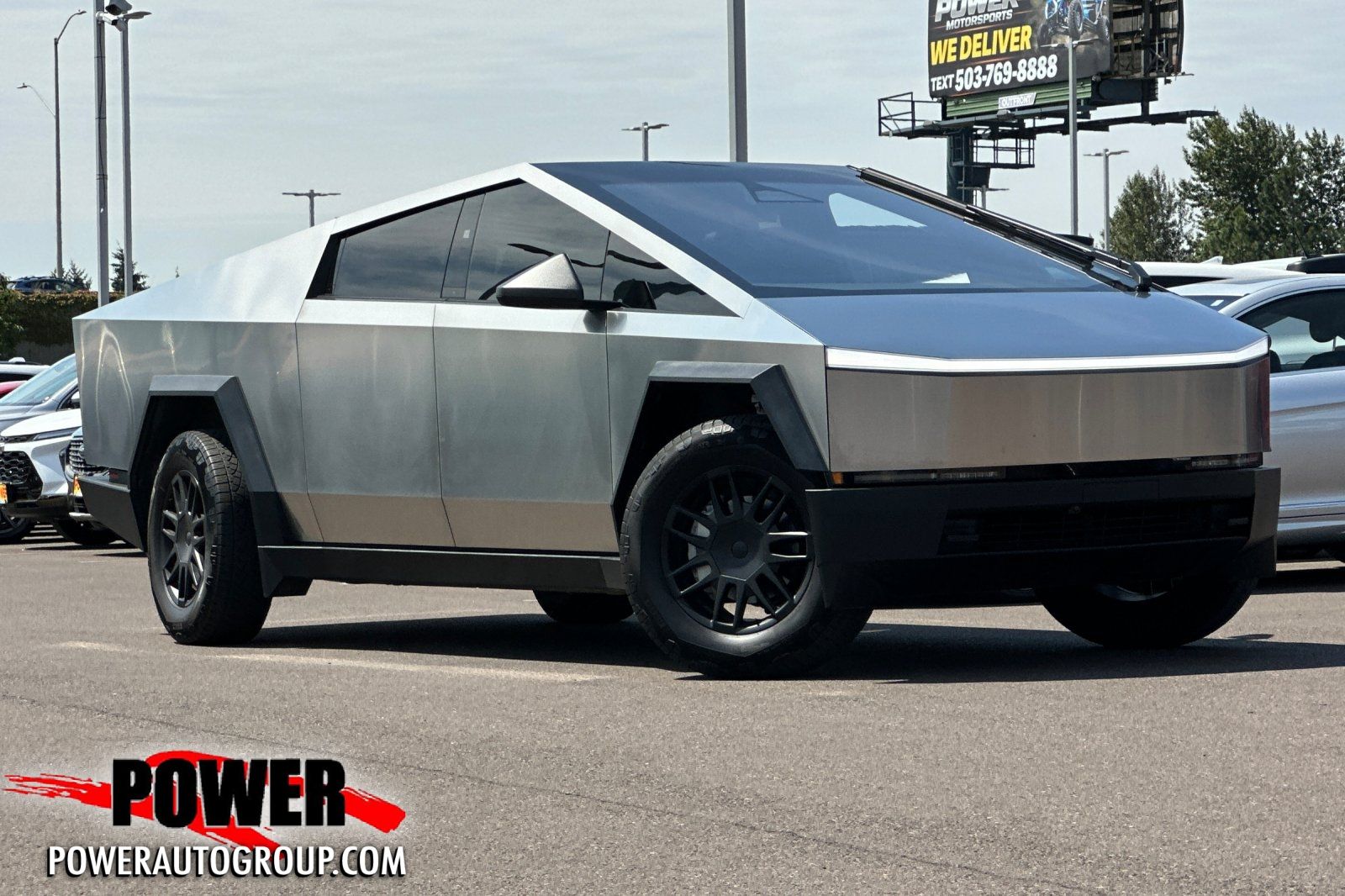 Silver 2025 Tesla Cybertruck Pickup Truck All-Wheel Drive 1-Speed Automatic