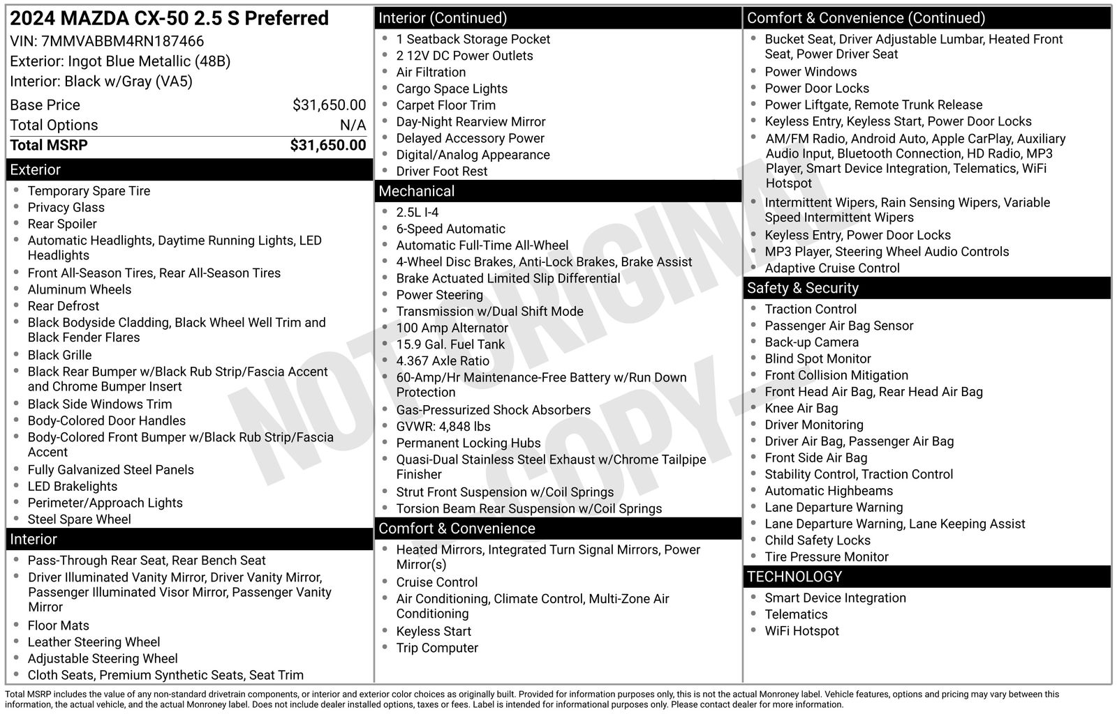Used Car 2024 Mazda Cx-50  2.5 S Preferred Package For Sale Under $30,000 In Austin, Texas