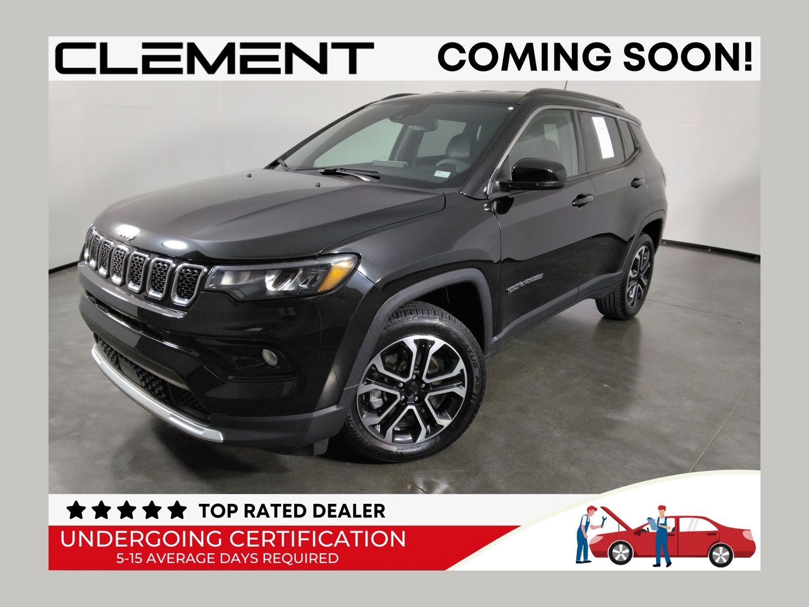 Diamond Black Crystal Pearlcoat 2023 Jeep Compass SUV / Crossover Four-Wheel Drive 8-Speed Automatic