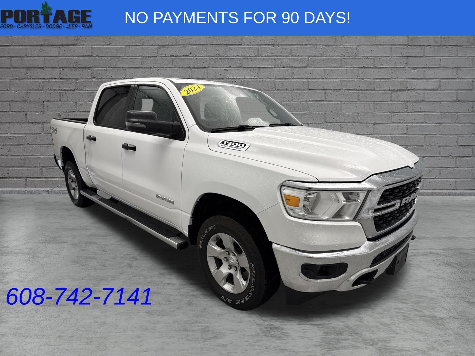Bright White Clearcoat 2024 RAM 1500 Pickup Truck Four-Wheel Drive 8-Speed Automatic