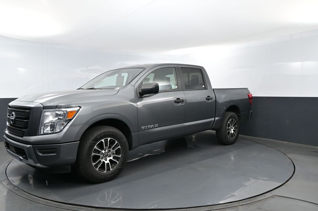 Gray (Gun Metallic) 2023 Nissan Titan Pickup Truck Four-Wheel Drive 9-Speed Automatic