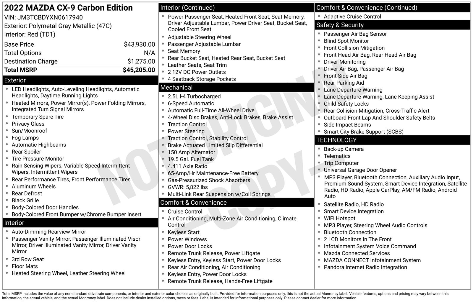 Polymetal Gray Metallic 2022 Mazda CX-9 SUV / Crossover All-Wheel Drive 6-Speed Automatic