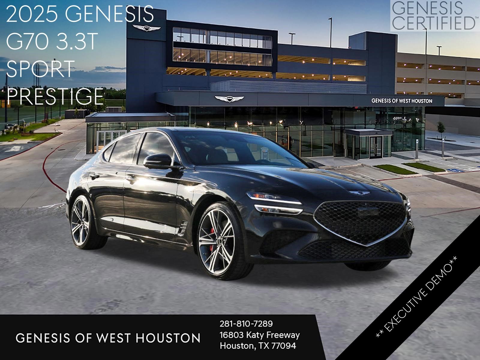 Vik Black 2025 Genesis G70 3.3T Sport Prestige RWD Sedan Rear-Wheel Drive 8-Speed Automatic