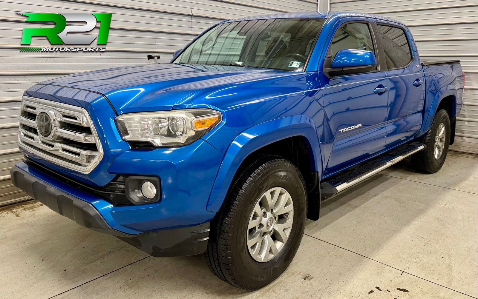 Blazing Blue 2018 Toyota Tacoma SR5 V6 Double Cab RWD Pickup Truck 4X2 6-Speed Automatic