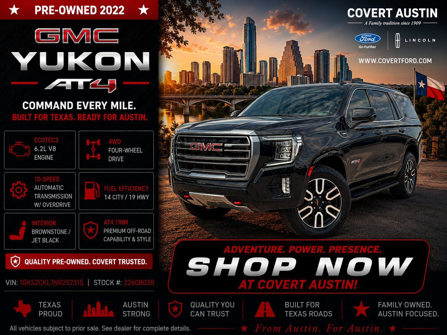 Onyx Black 2022 GMC Yukon SUV / Crossover Four-Wheel Drive 