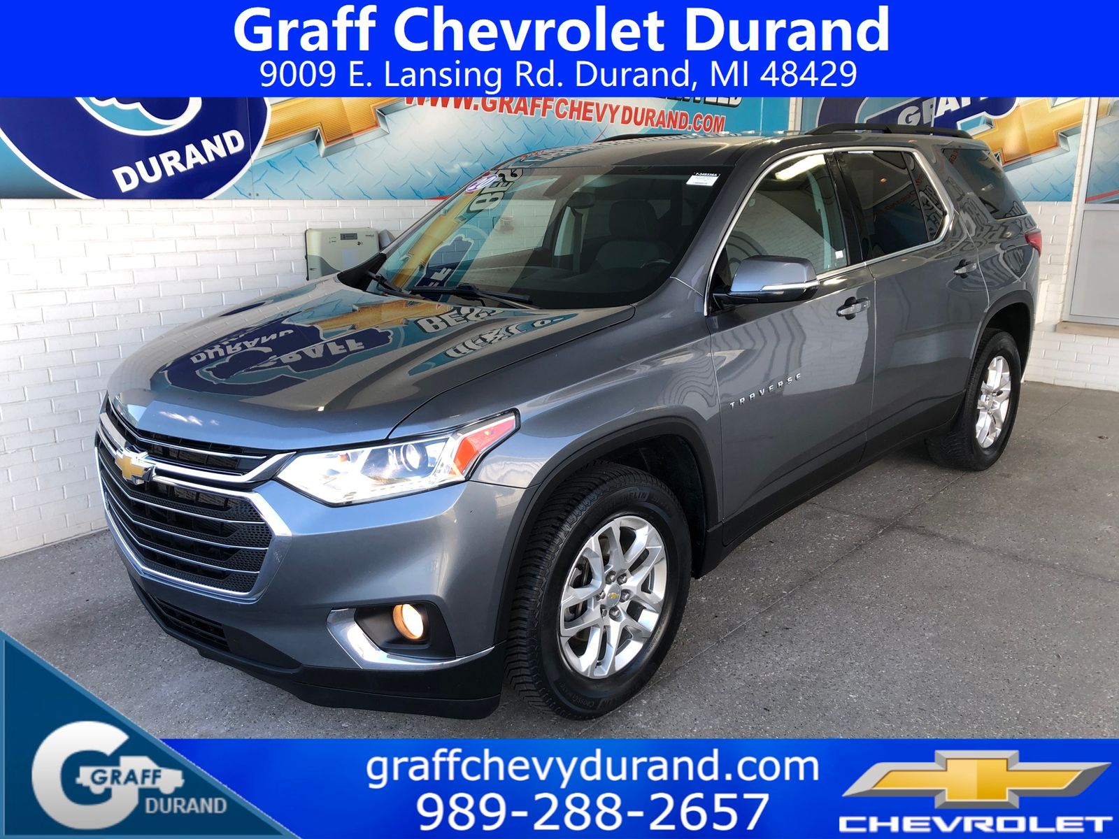 Gray (Satin Steel Metallic) 2020 Chevrolet Traverse LT Cloth AWD SUV / Crossover Four-Wheel Drive 9-Speed Automatic