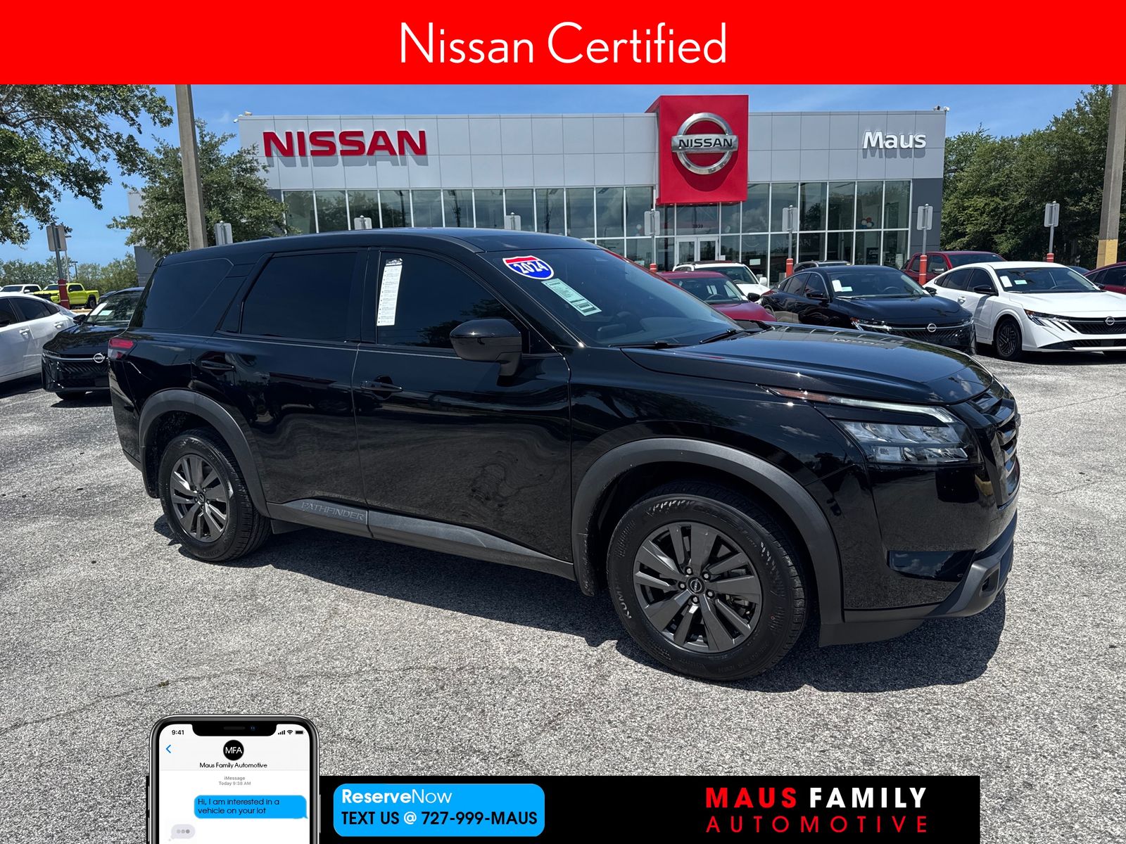 Super Black 2024 Nissan Pathfinder S 4WD SUV / Crossover All-Wheel Drive 9-Speed Automatic