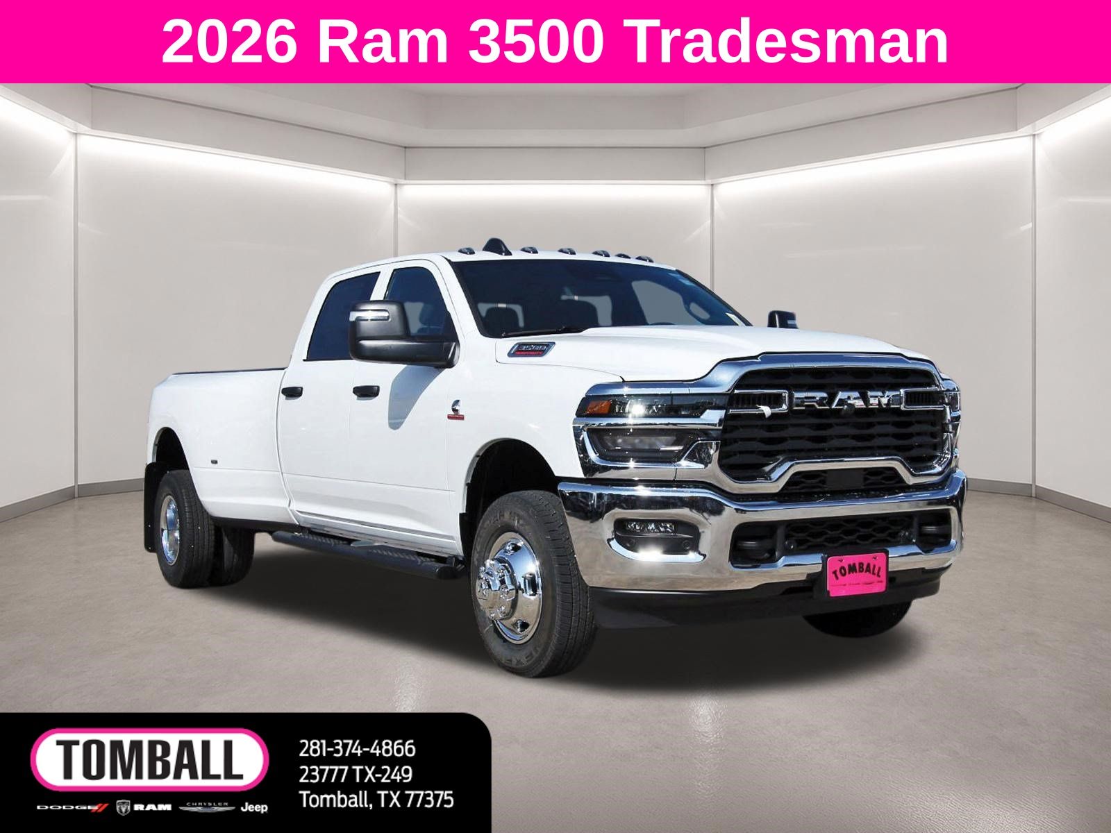 Bright White Clearcoat 2026 RAM 3500 Pickup Truck Four-Wheel Drive 8-Speed Automatic