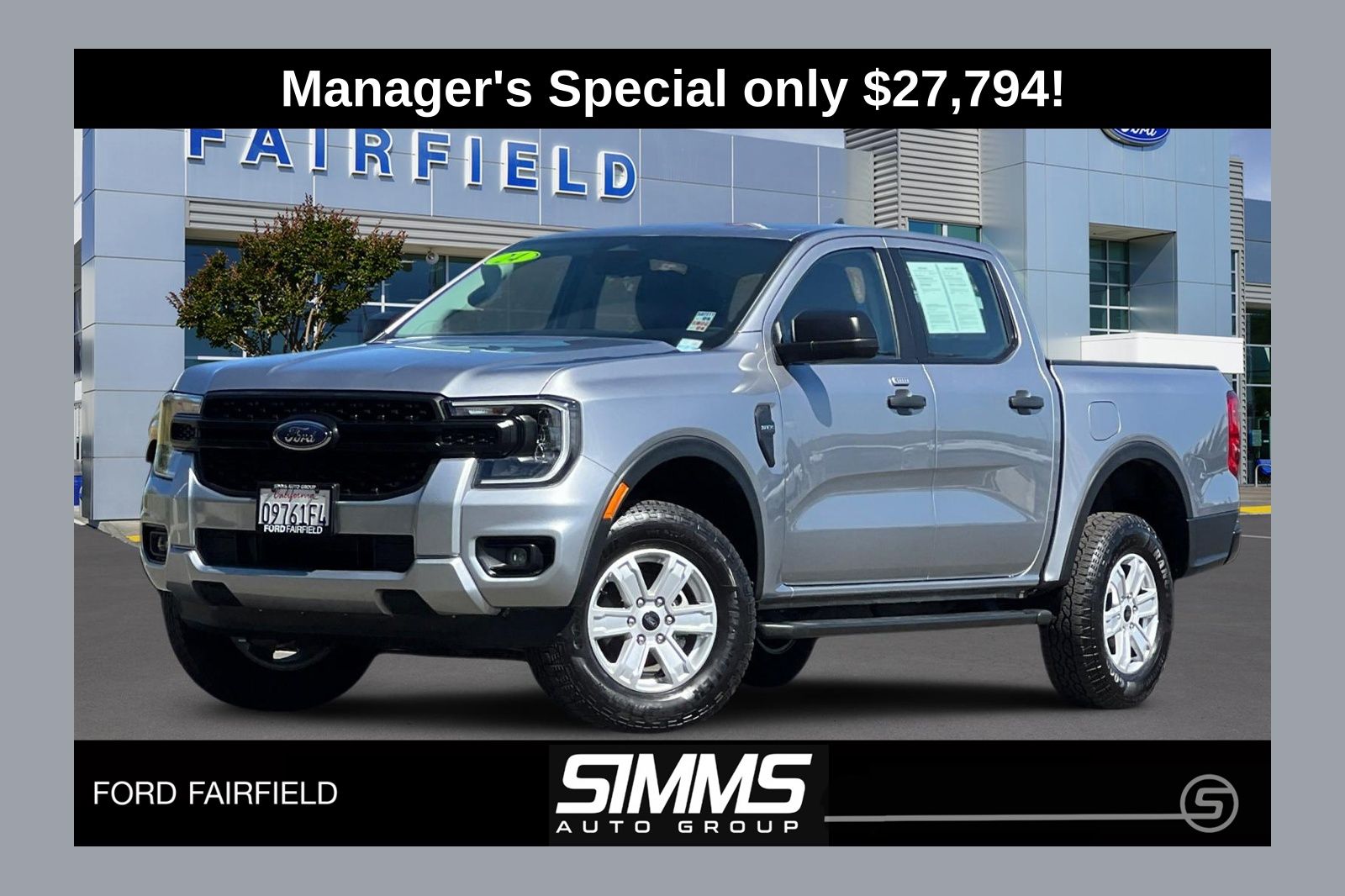 Silver Metallic 2024 Ford Ranger XL SuperCrew RWD Pickup Truck 4X2 Automatic