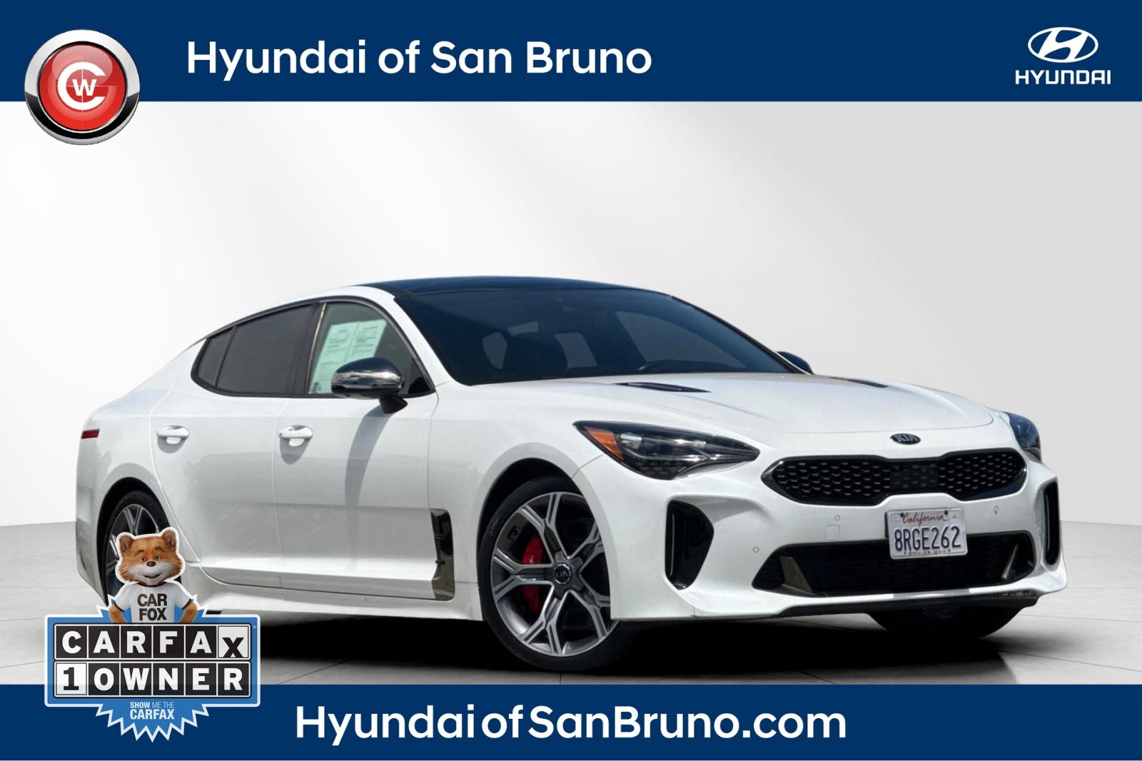 Snow White Pearl 2020 Kia Stinger Sedan Rear-Wheel Drive 8-Speed Automatic