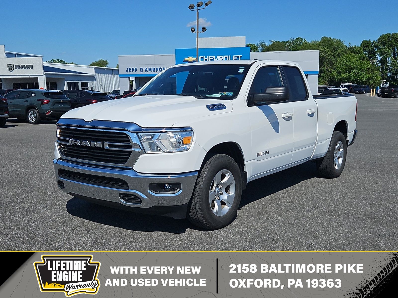 Bright White Clearcoat 2021 RAM 1500 Big Horn Quad Cab 4WD Pickup Truck Four-Wheel Drive 8-Speed Automatic