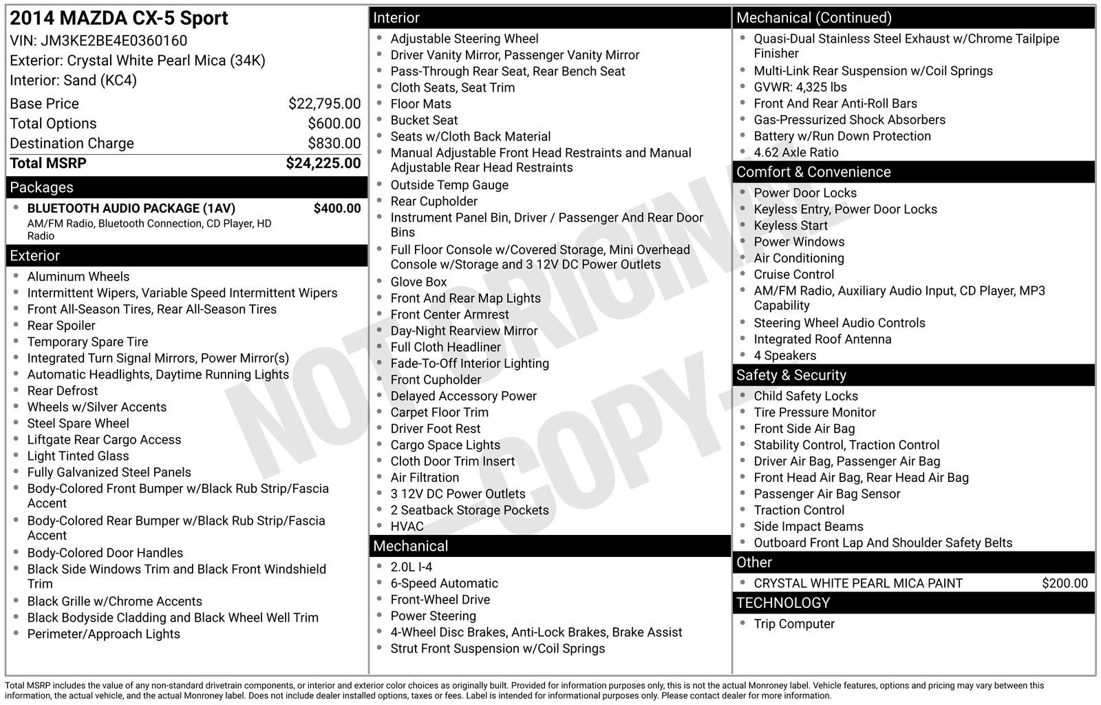 Used Car 2014 Mazda Cx-5  Sport For Sale Under $12,000 In Austin, Texas