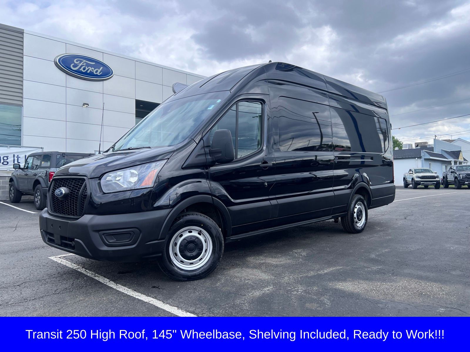 Black Metallic 2023 Ford Transit Cargo Van Rear-Wheel Drive 