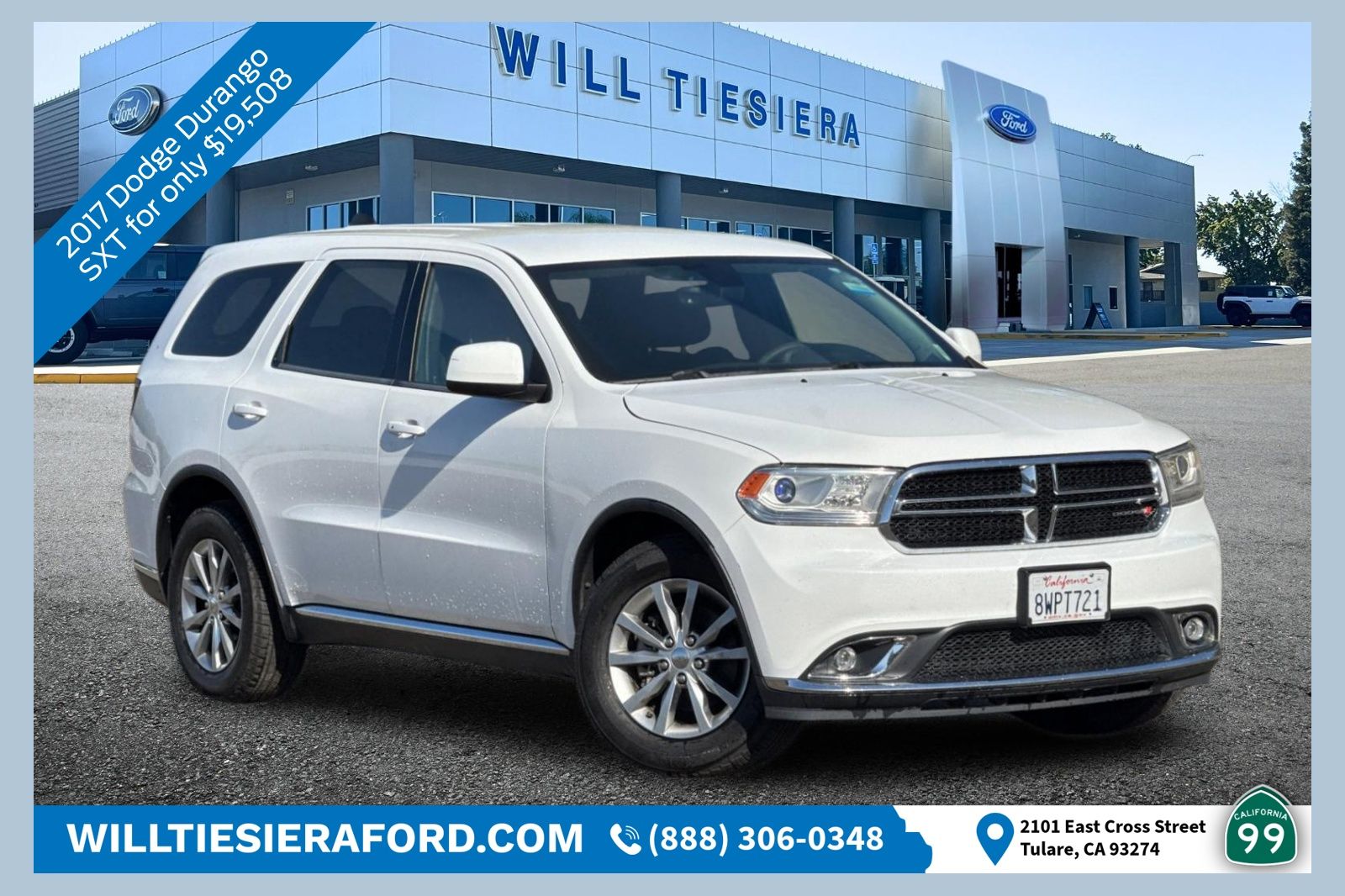 White Knuckle Clearcoat 2017 Dodge Durango SXT RWD SUV / Crossover Rear-Wheel Drive 8-Speed Automatic