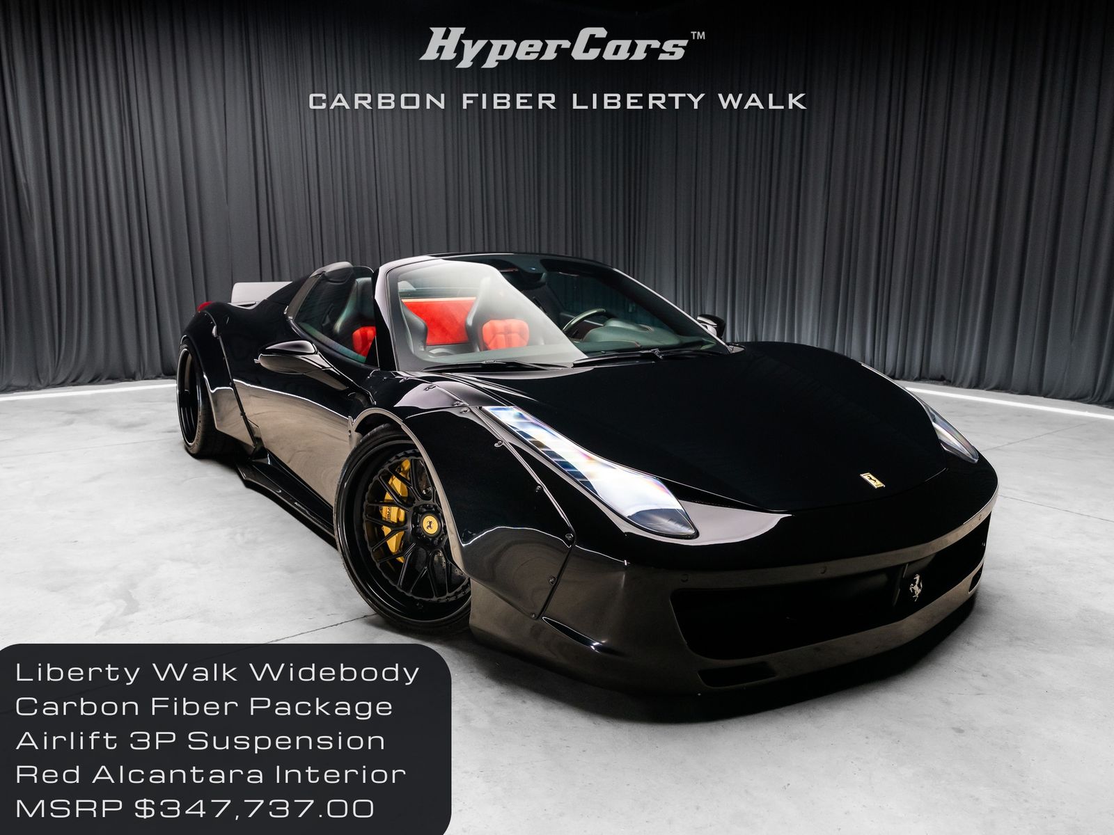 Black 2013 Ferrari 458 Spider Convertible Rear-Wheel Drive 7-Speed Dual Clutch