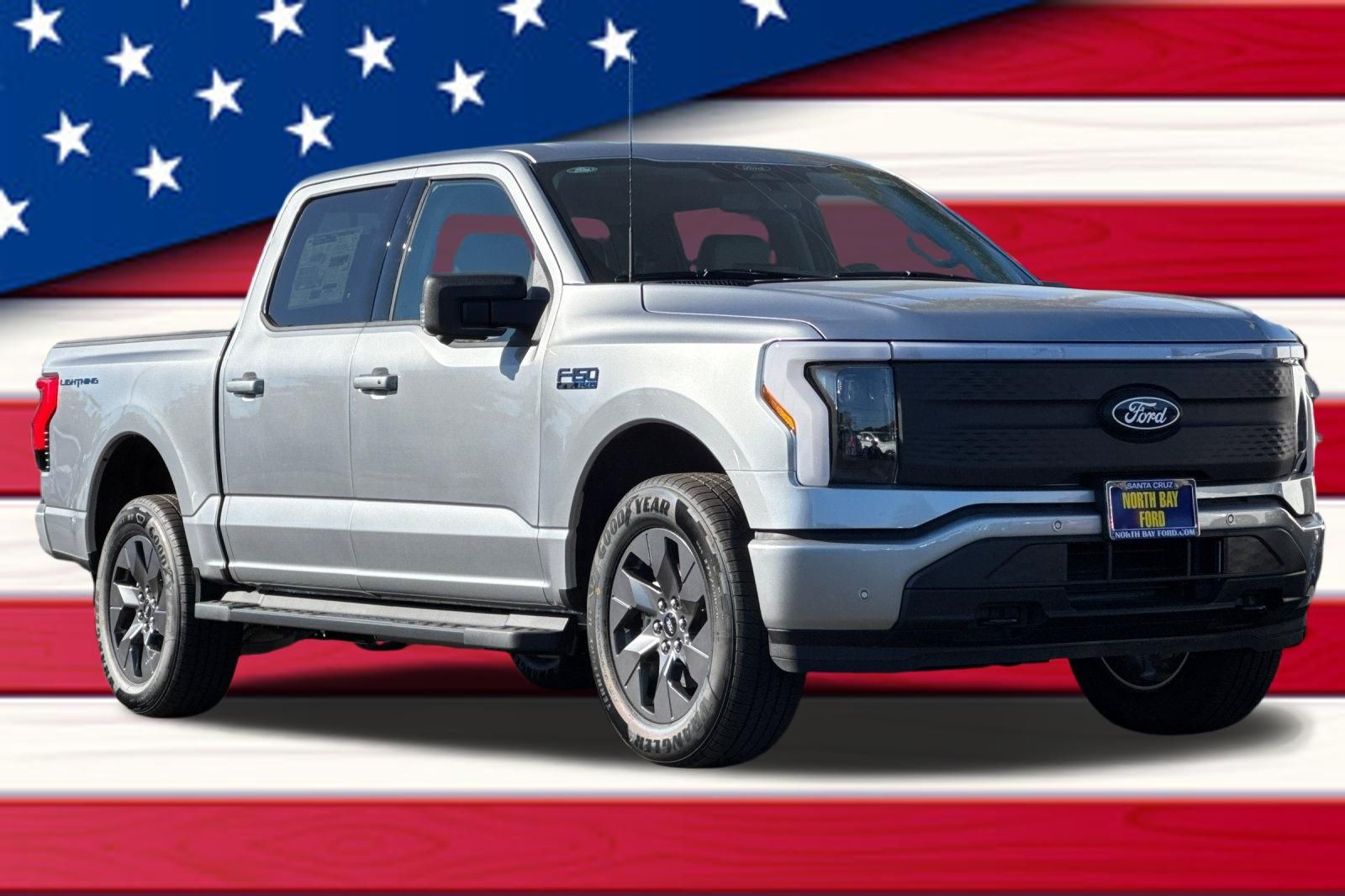Iconic Silver Metallic 2025 Ford F-150 Lightning Flash SuperCrew AWD Pickup Truck All-Wheel Drive Automatic