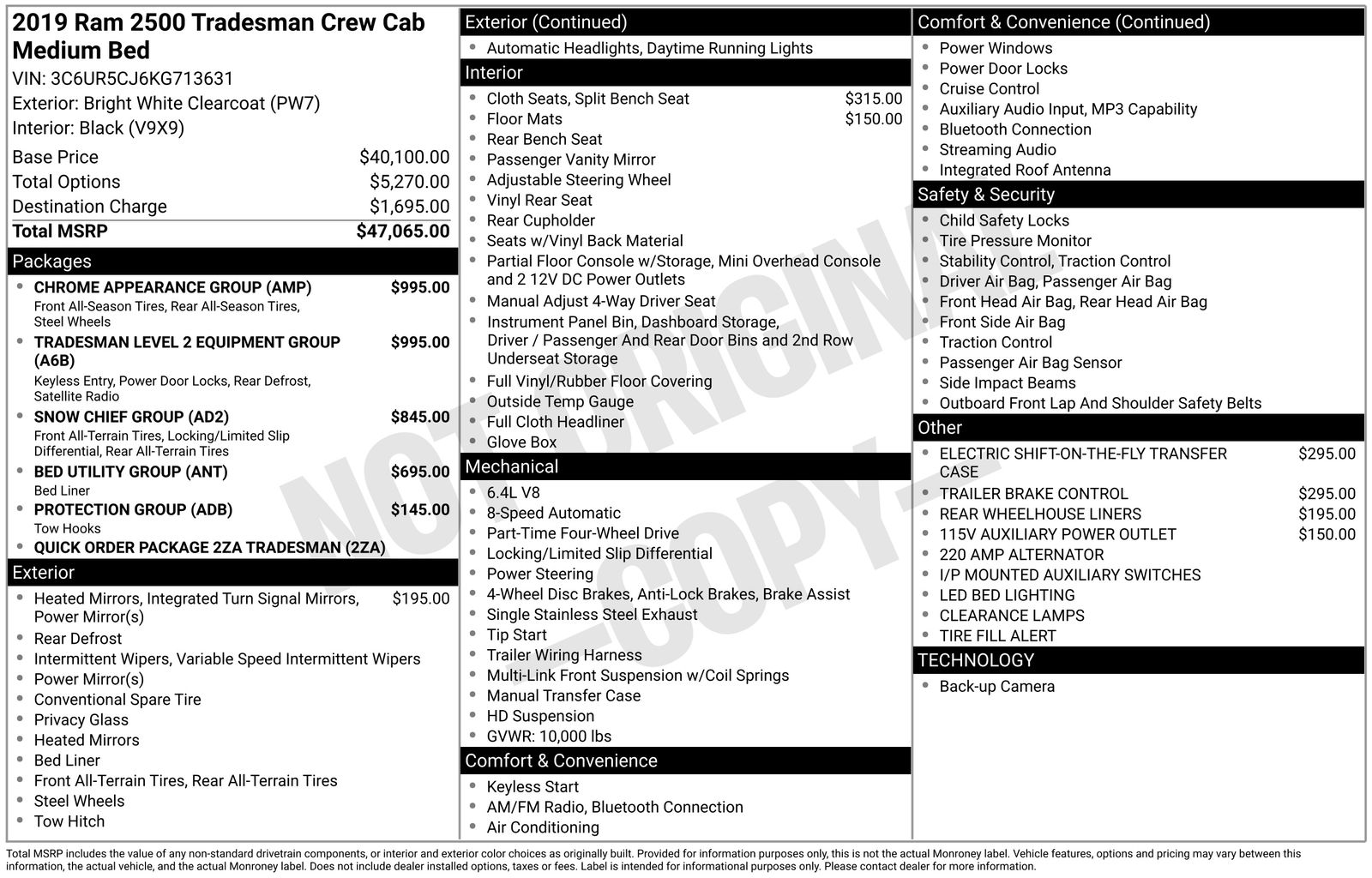 2019 RAM 2500 Tradesman Crew Cab 4WD