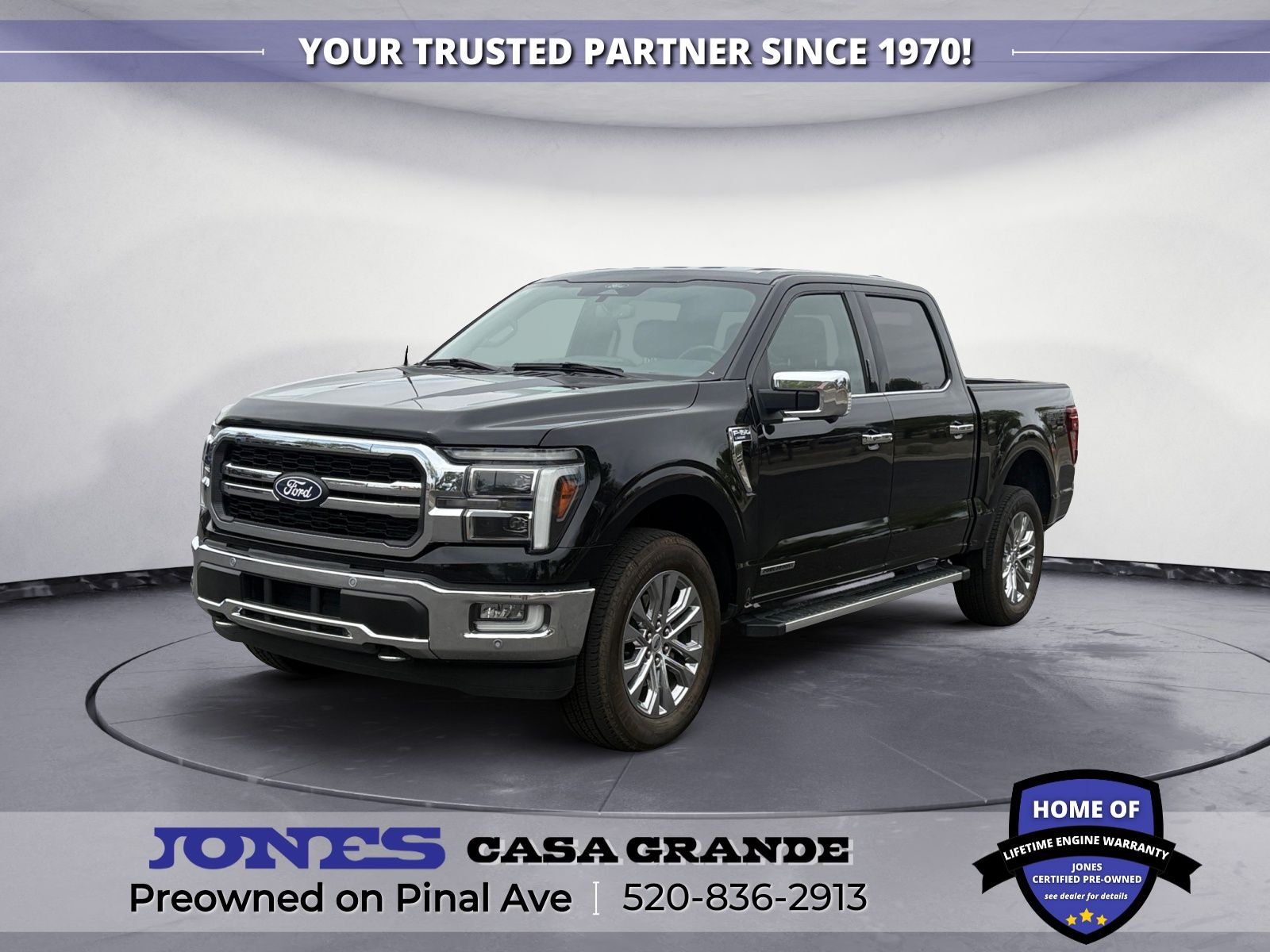 Agate Black Metallic 2024 Ford F-150 Lariat SuperCrew 4WD Pickup Truck Four-Wheel Drive Automatic