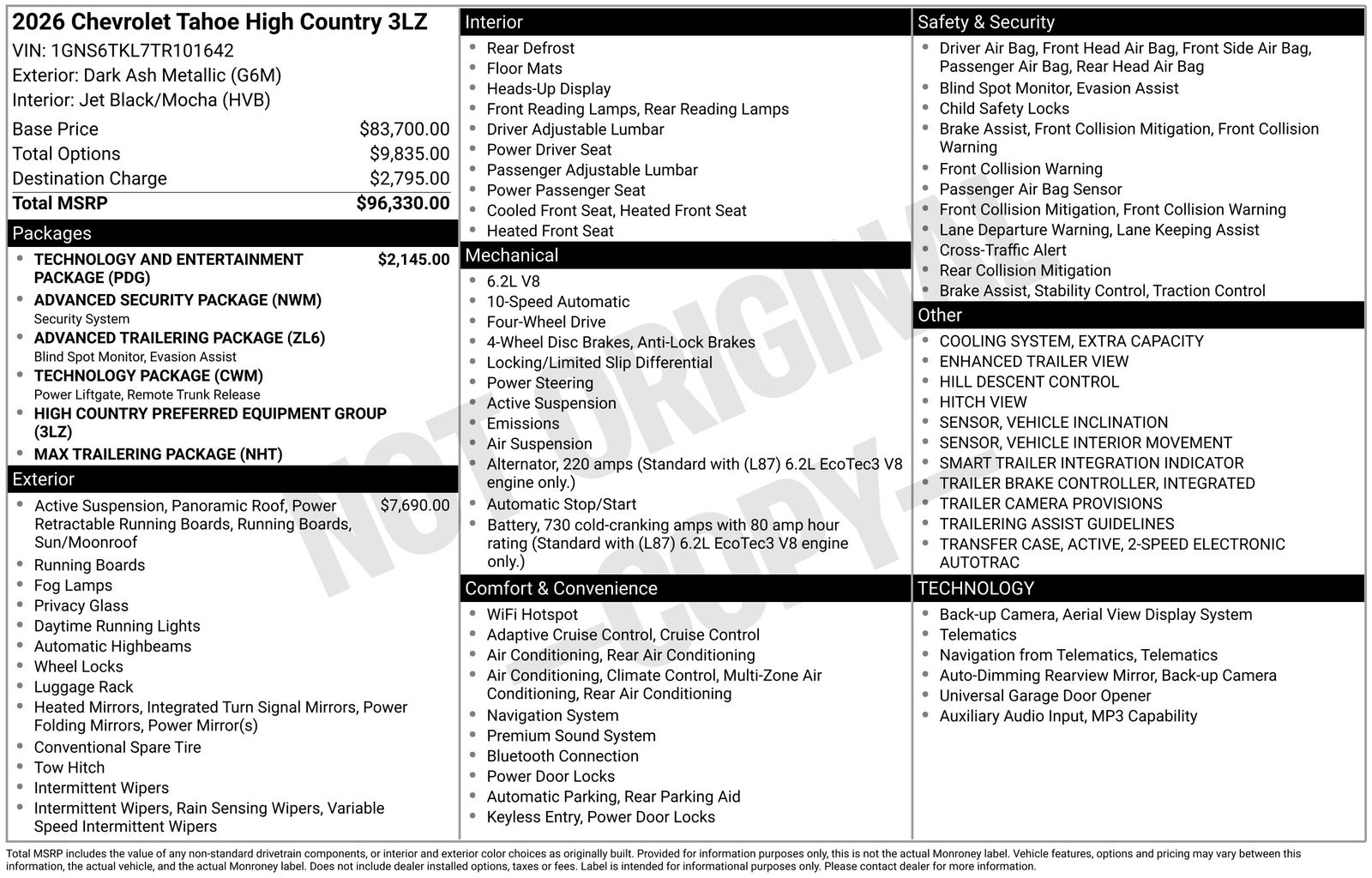  2026 Chevrolet Tahoe High Country 4WD   