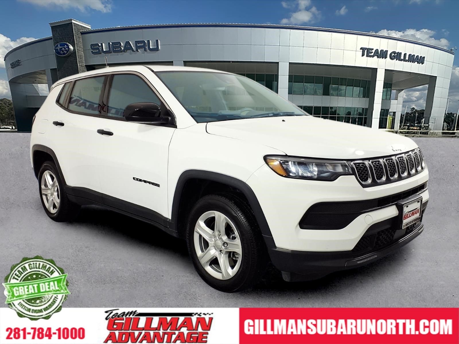 Bright White Clearcoat 2023 Jeep Compass Sport 4WD SUV / Crossover Four-Wheel Drive 8-Speed Automatic