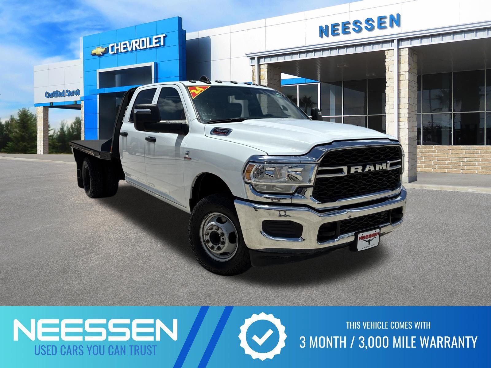 Bright White Clearcoat 2024 RAM 3500 Chassis Tradesman Crew Cab LB DRW 4WD Pickup Truck Four-Wheel Drive 6-Speed Automatic