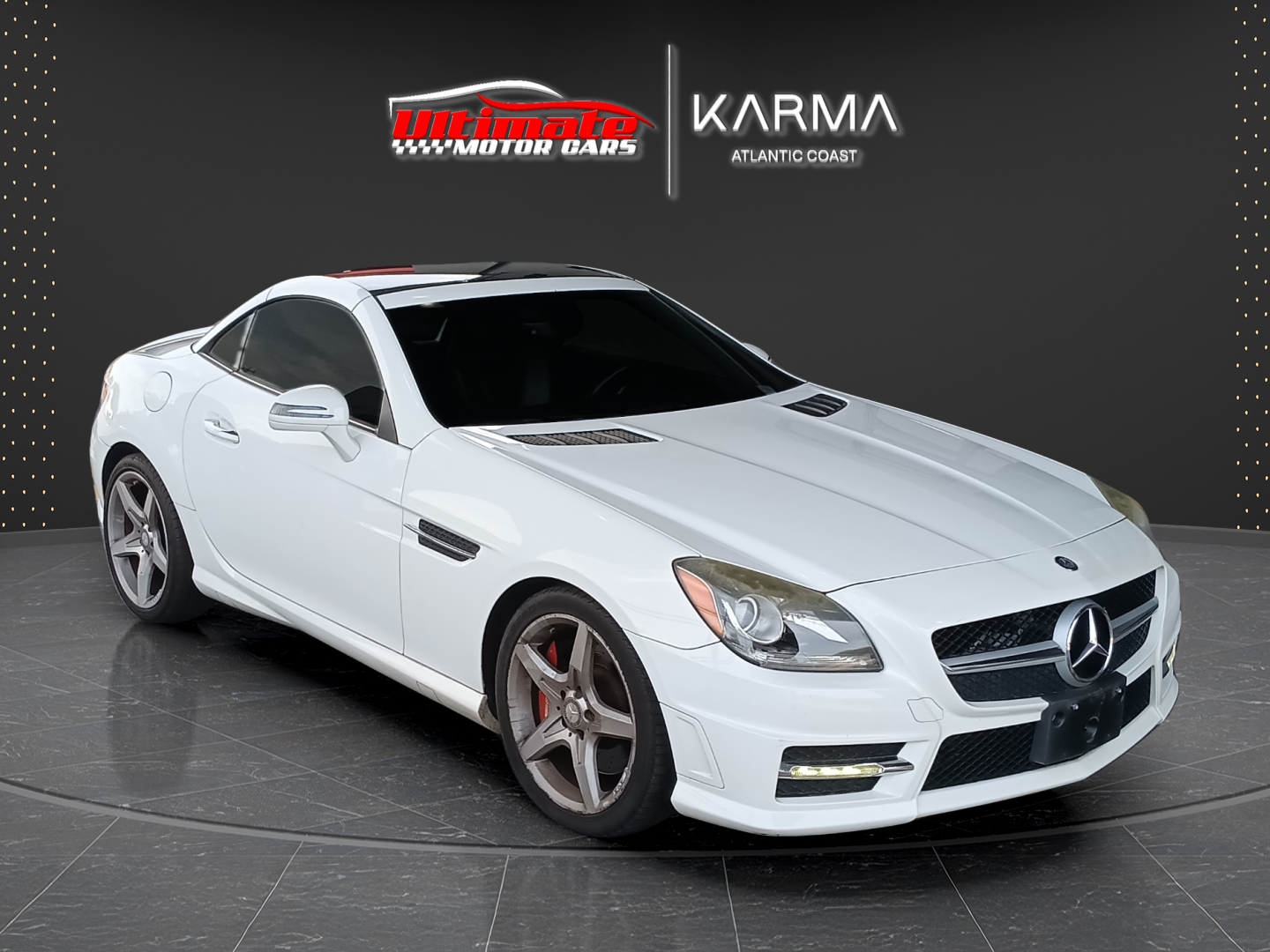 White 2015 Mercedes-Benz SLK 250 Convertible Rear-Wheel Drive 