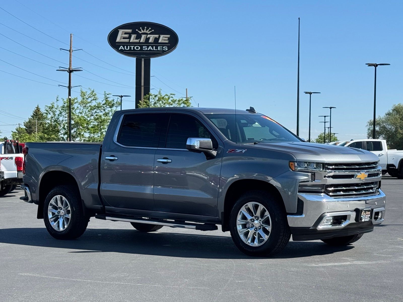 Gray (Satin Steel Metallic) 2020 Chevrolet Silverado 1500 LTZ Crew Cab 4WD Pickup Truck Four-Wheel Drive 8-Speed Automatic