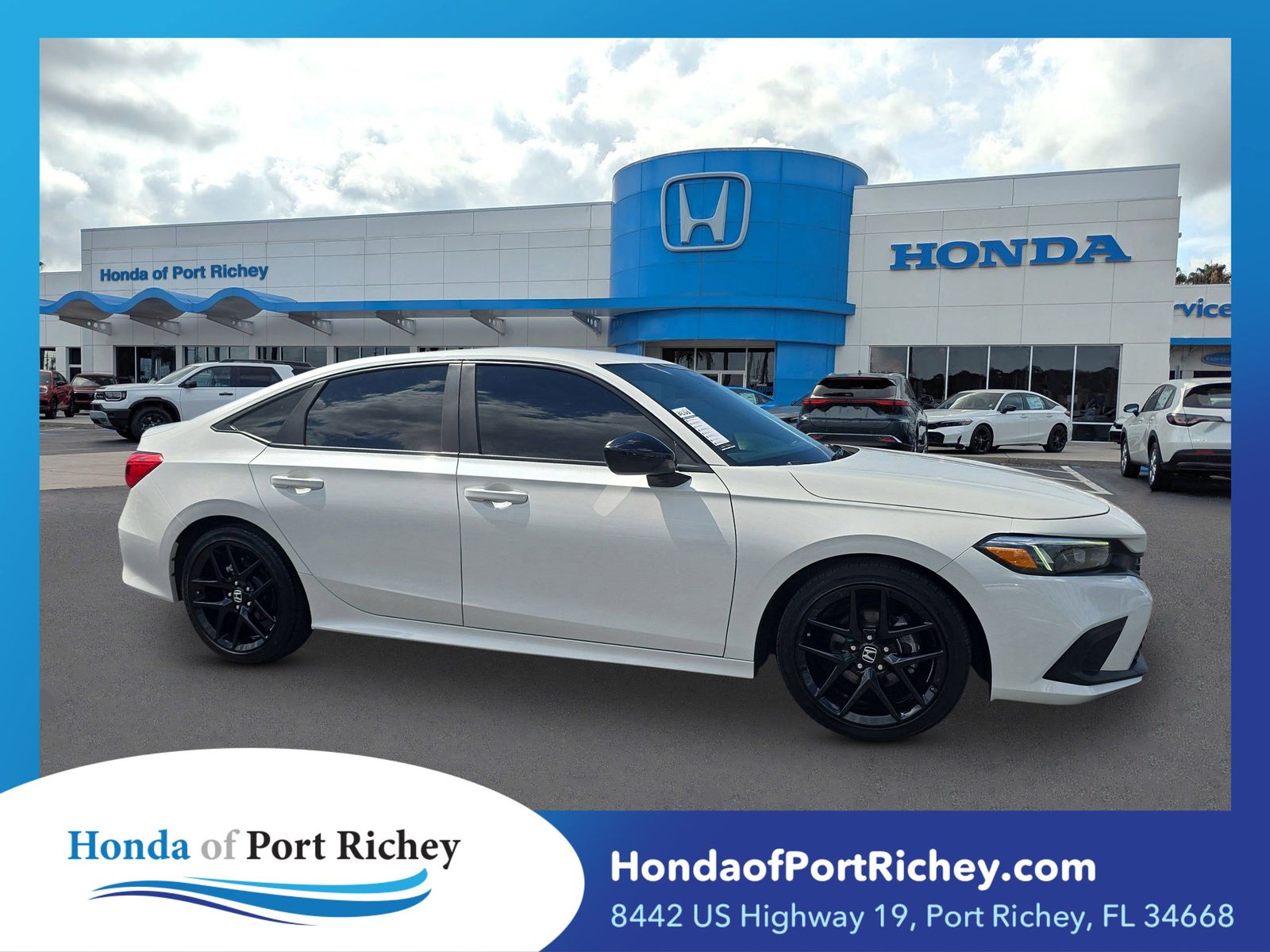 Platinum White Pearl 2024 Honda Civic Sport FWD Sedan Front-Wheel Drive Continuously Variable Transmission