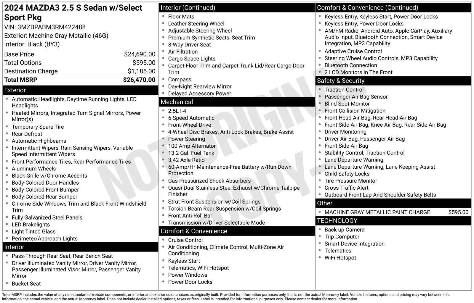 Used Car 2024 Mazda Mazda3  2.5 S Select Sport For Sale Under $25,000 In Austin, Texas