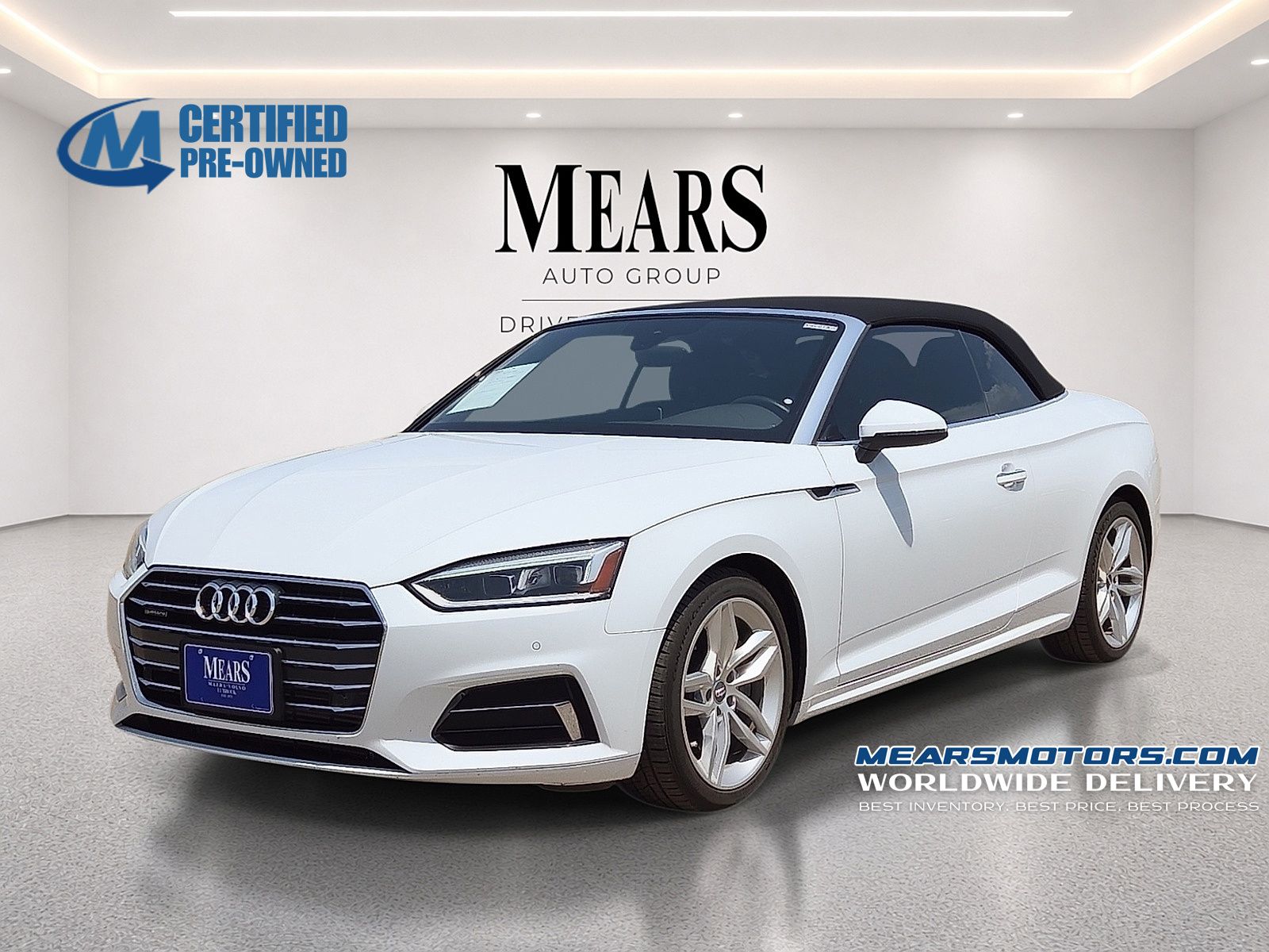 Glacier White Metallic/Black Roof 2019 Audi A5 Convertible All-Wheel Drive 7-Speed Automatic