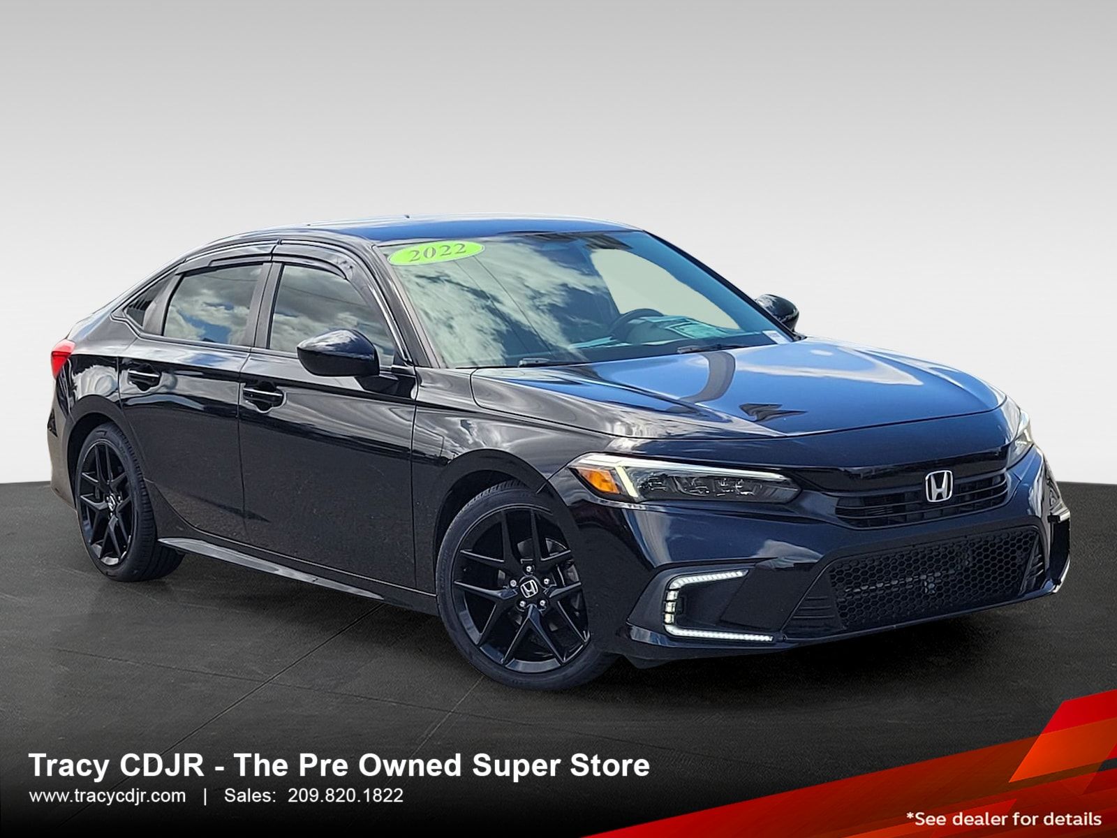 Black 2022 Honda Civic Sport FWD Sedan Front-Wheel Drive Continuously Variable Transmission